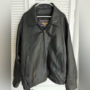 Men’s black leather jacket